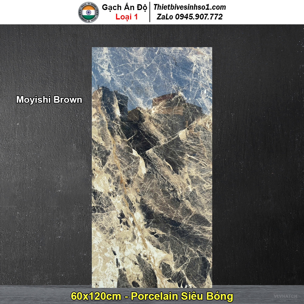 Gạch 60x120 Ấn Độ Moyishi Brown Vân Đen Nâu