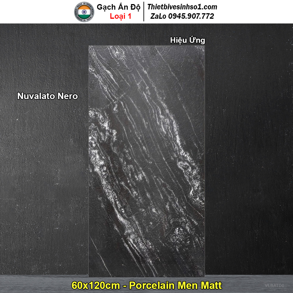 Gạch 60x120 Ấn Độ Nuvalato Nero