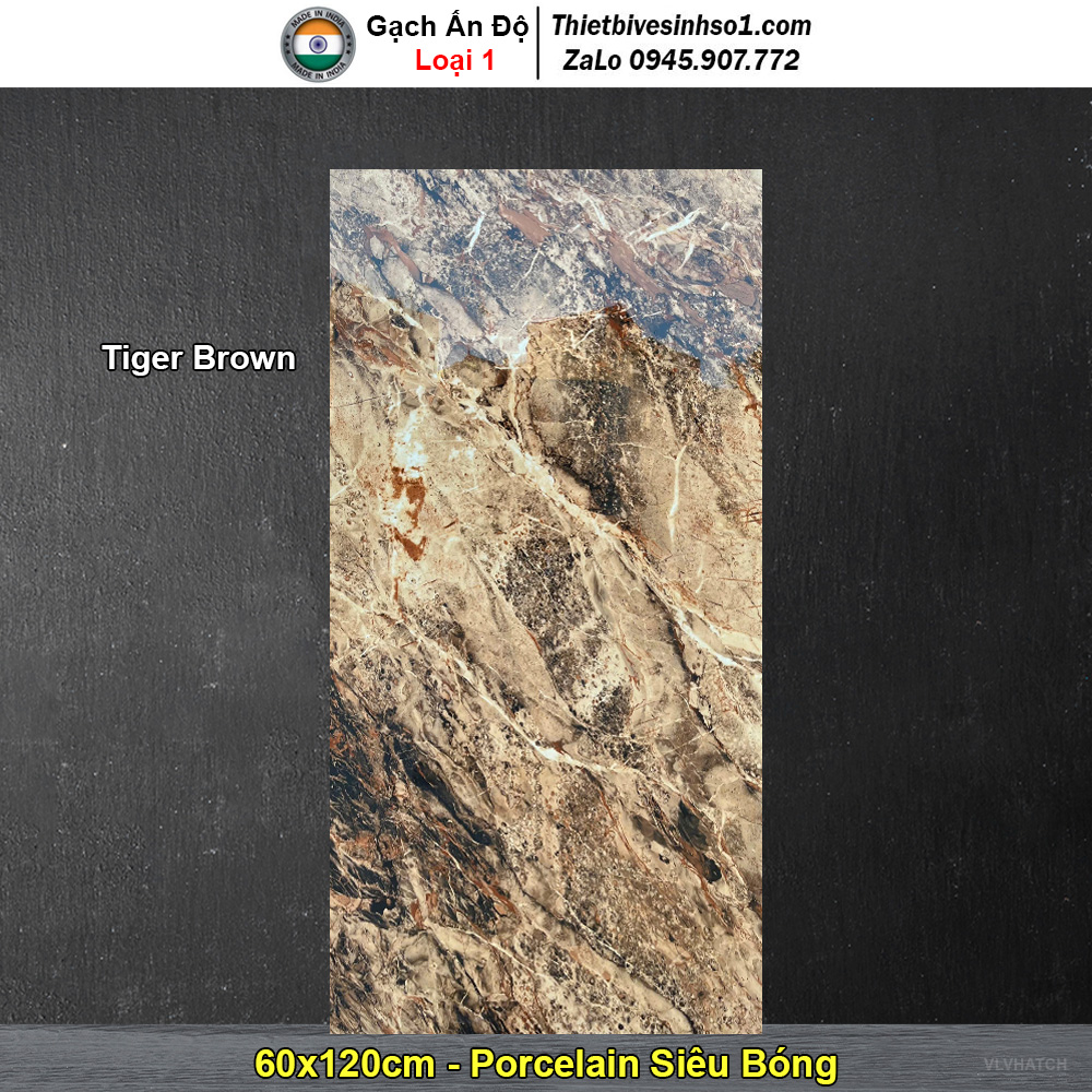 Gạch 60x120 Ấn Độ Tiger Brown Vân Đá Nâu