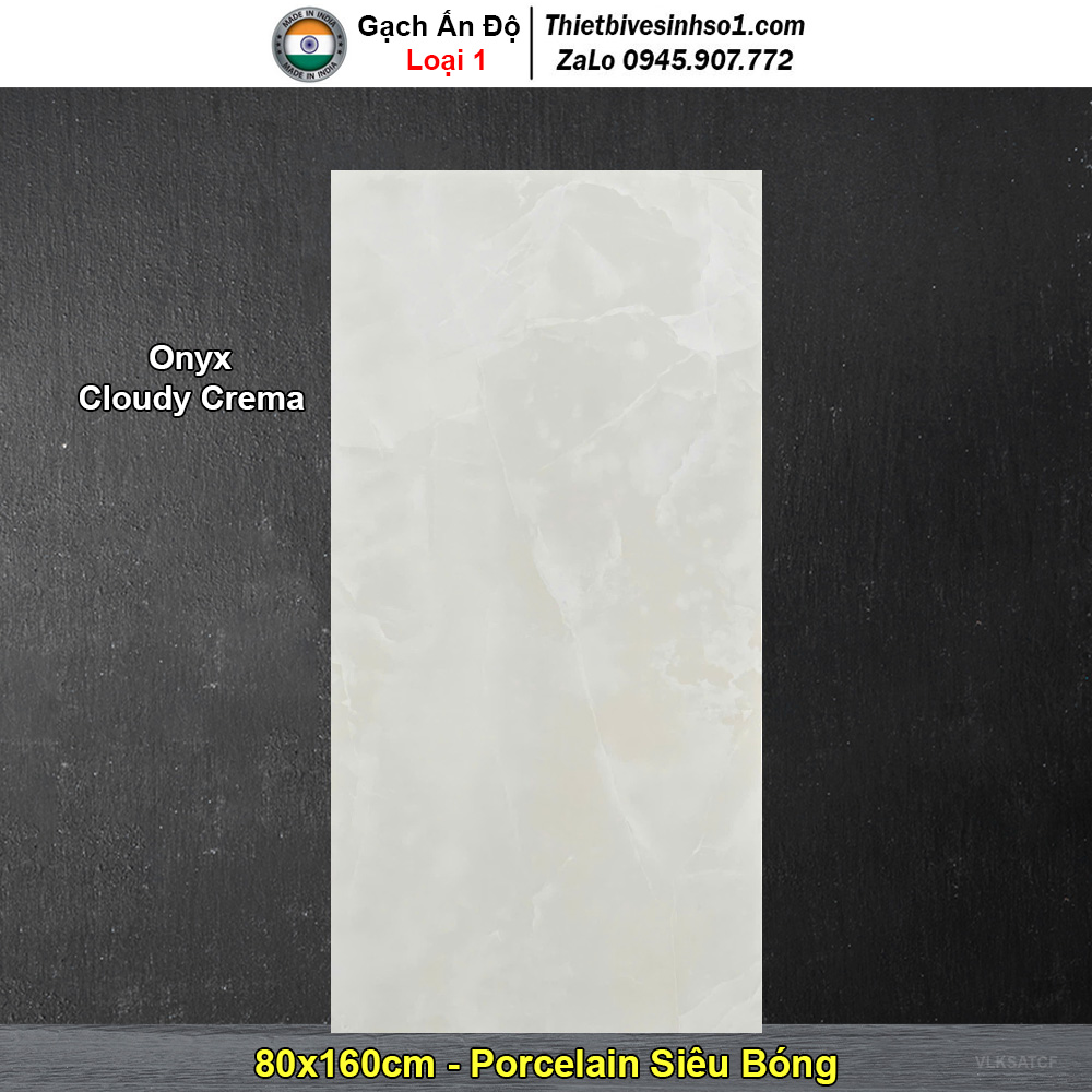 Gạch 80x160 Ấn Độ Onyx Cloudy Crema