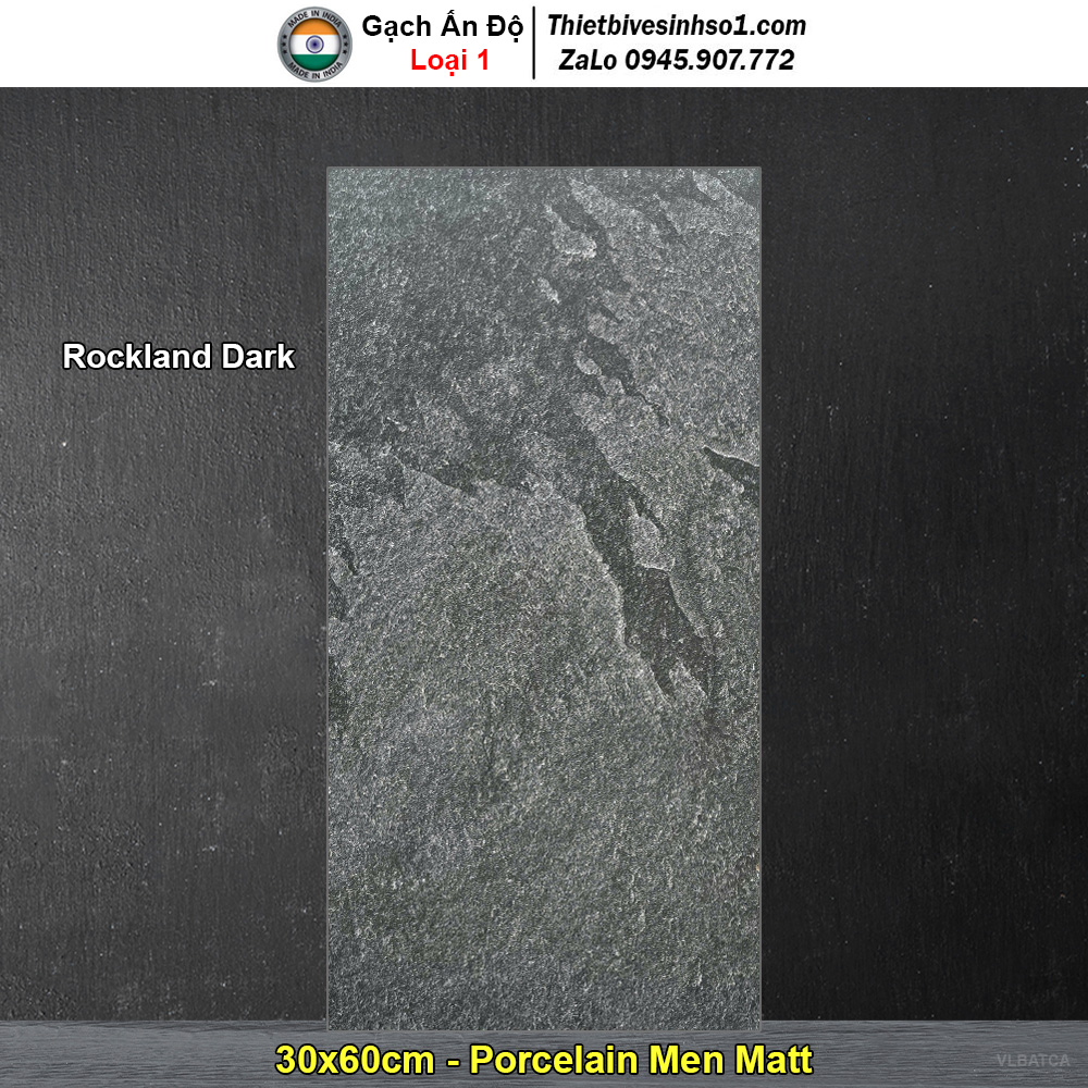 Gạch 30x60 Ấn Độ Rockland Dark Vân Ghi