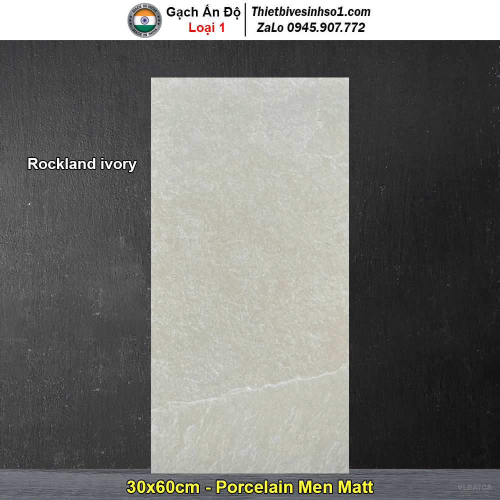 Gạch 30x60 Ấn Độ Rockland ivory Vân Vàng Nhạt