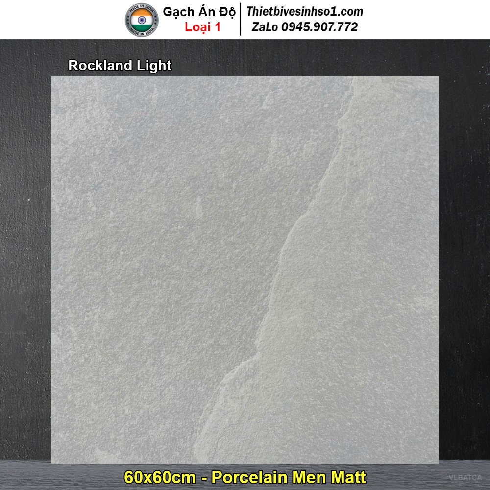 Gạch 60x60 Ấn Độ Rockland Light Vân Xám