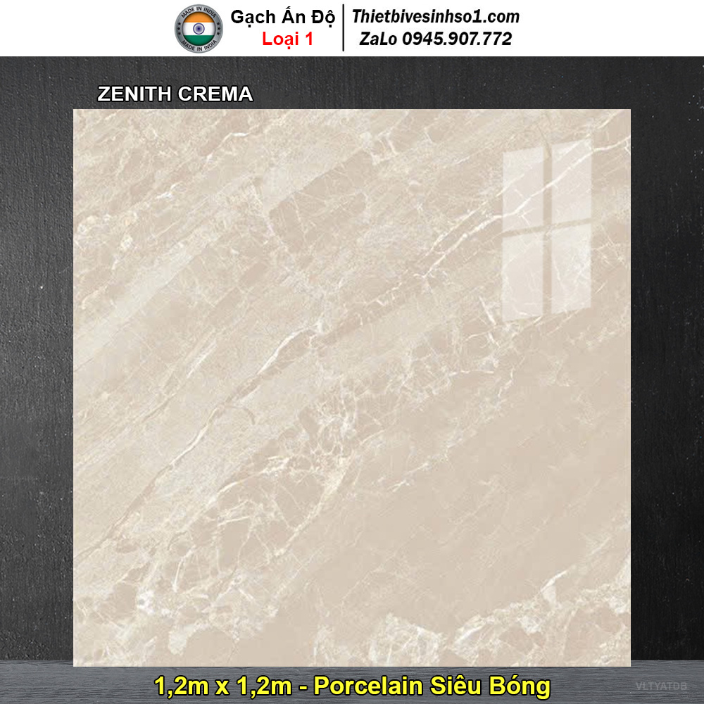 Gạch 1,2m x 1,2m Ấn Độ ZENITH CREMA Vân Vàng Nâu