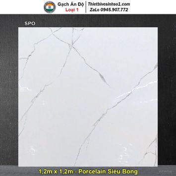Gạch 1,2m x 1,2m Ấn Độ SPO Trắng Khói