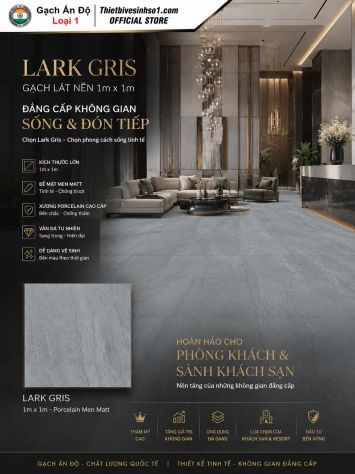 Gạch 1m x 1m Ấn Độ Lark Gris Vân Ghi