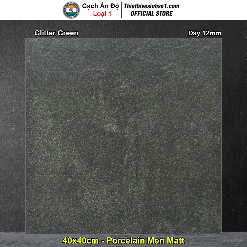Gạch 40x40 Ấn Độ Glitter Green Ghi Xanh
