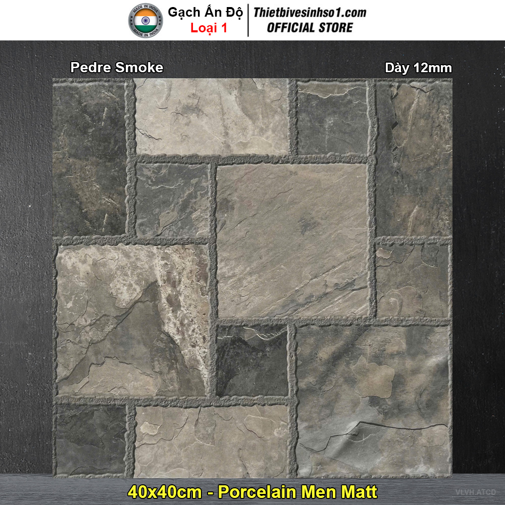Gạch 40x40 Ấn Độ Pedre Smoke Lát Sân