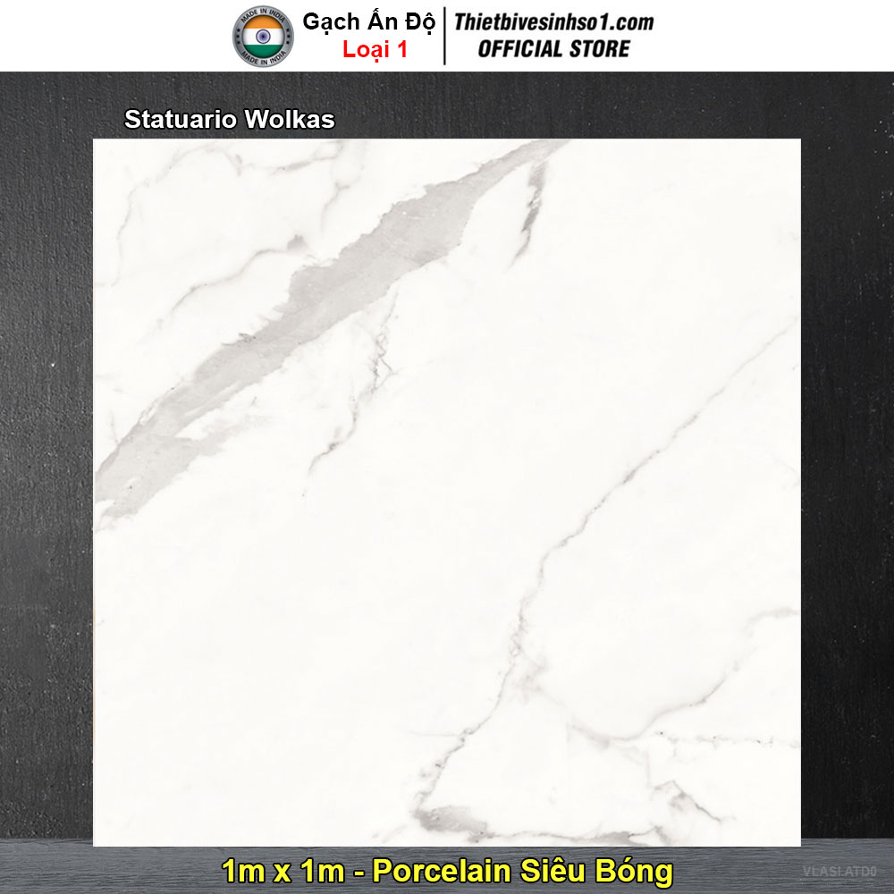 Gạch 1m x 1m Ấn Độ Statuario Wolkas