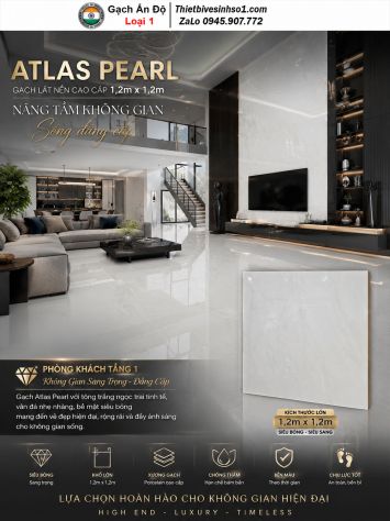 Gạch 1,2m x 1,2m Ấn Độ Atlas Pearl