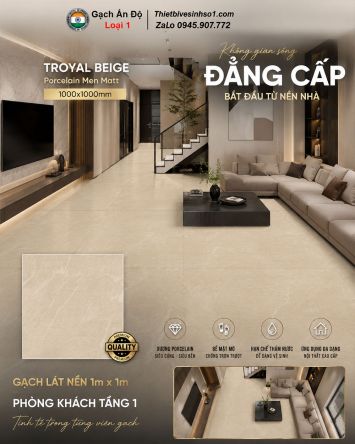 Gạch 1m x 1m Ấn Độ Troyal Beige