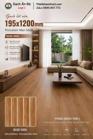 Gạch Giả Gỗ 20x120 Ấn Độ Base 5006