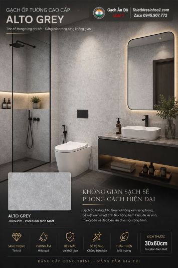 Gạch 30x60 Ấn Độ Alto Grey