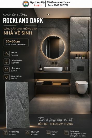 Gạch 30x60 Ấn Độ Rockland Dark