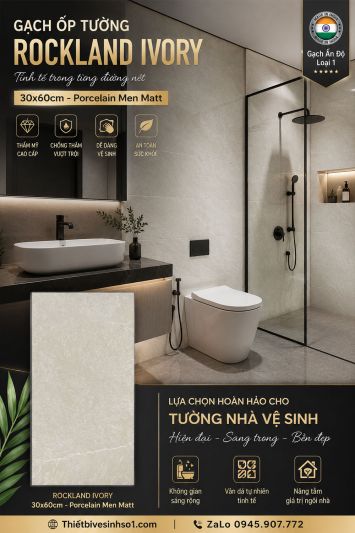 Gạch 30x60 Ấn Độ Rockland ivory