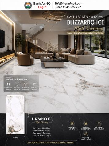 Gạch 60x120 Ấn Độ Blizzardo Ice