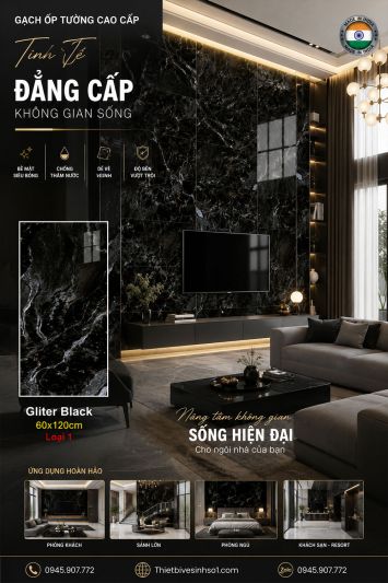 Gạch 60x120 Ấn Độ Gliter Black