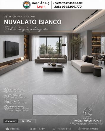 Gạch 60x120 Ấn Độ Nuvalato Bianco