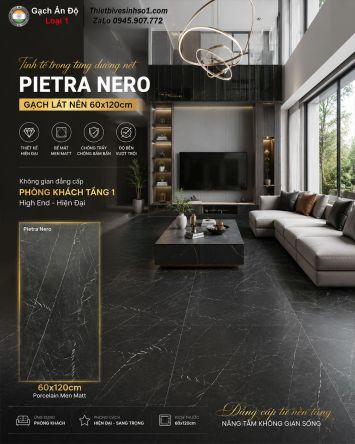 Gạch 60x120 Ấn Độ Pietra Nero