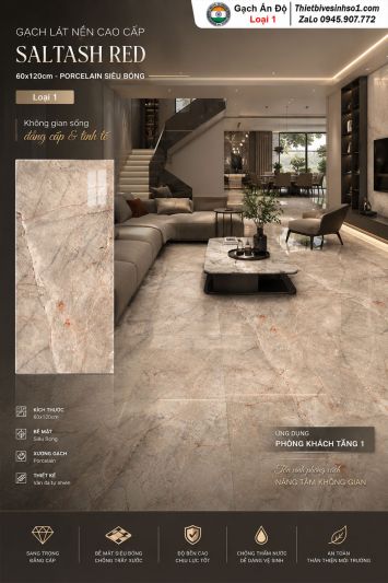 Gạch 60x120 Ấn Độ Saltash Red