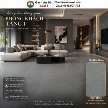 Gạch 60x120 Ấn Độ Stellar Grey