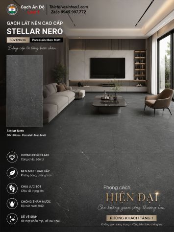 Gạch 60x120 Ấn Độ Stellar Nero