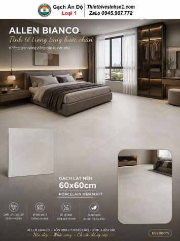 Gạch 60x60 Ấn Độ Allen Bianco