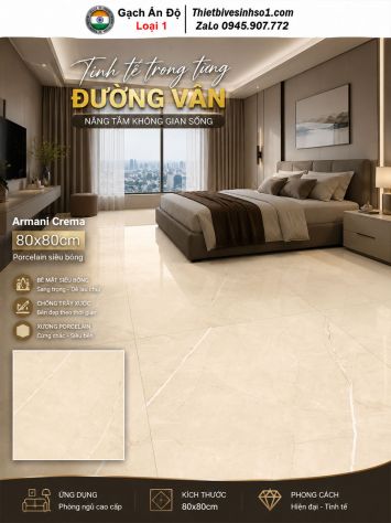 Gạch 80x80 Ấn Độ Armani Crema