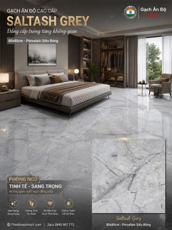 Gạch 80x80 Ấn Độ Saltash Grey