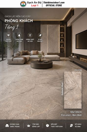 Gạch 60x120 Ấn Độ Saltash Red