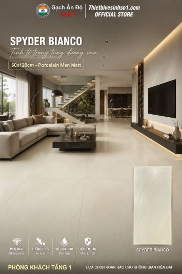 Gạch 60x120 Ấn Độ Spyder Bianco