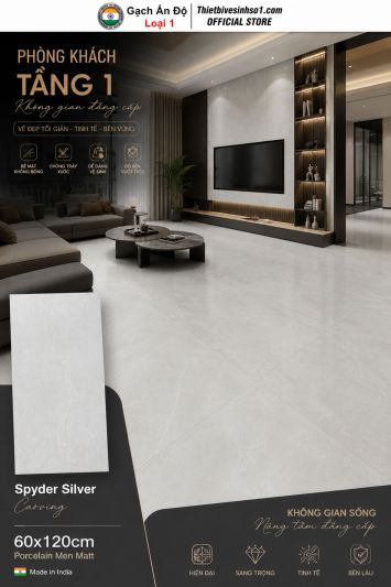 Gạch 60x120 Ấn Độ Spyder Silver