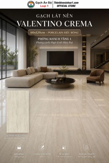 Gạch 60x120 Ấn Độ Valentino Crema