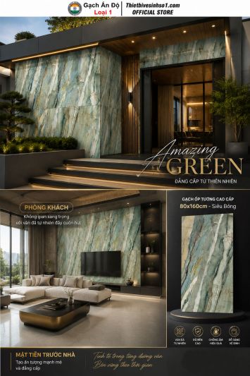 Gạch 80x160 Ấn Độ Amazing Green