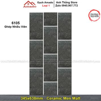 Gạch 345x638mm Amado Vân Xi Măng 6105