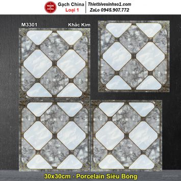 Gạch Bông Men 30x30 Trung Quốc M3301 Khắc Kim