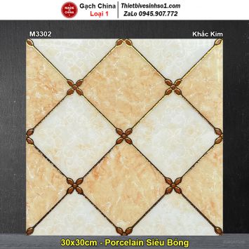 Gạch Bông Men 30x30 Trung Quốc M3302 Khắc Kim