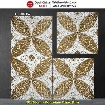 Gạch 30x30 Bông Men Khắc Kim TH3300157