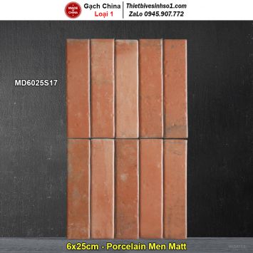 Gạch Thẻ 6x25 Giả Cổ Trang Trí Trung Quốc MD6025S17