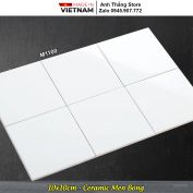 Gạch Thẻ Vuông Trắng Bóng Phẳng 10x10cm M1100