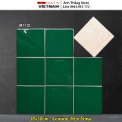 Gạch Thẻ Vuông Xanh Lá Đậm Bóng Phẳng 10x10cm M1112