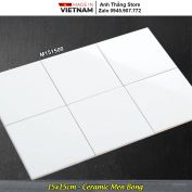 Gạch Thẻ Vuông Trắng Bóng Phẳng 15x15cm M151500