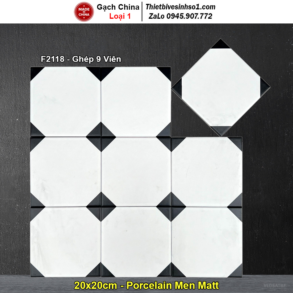 Gạch Bông Men 20x20 Trung Quốc F2118
