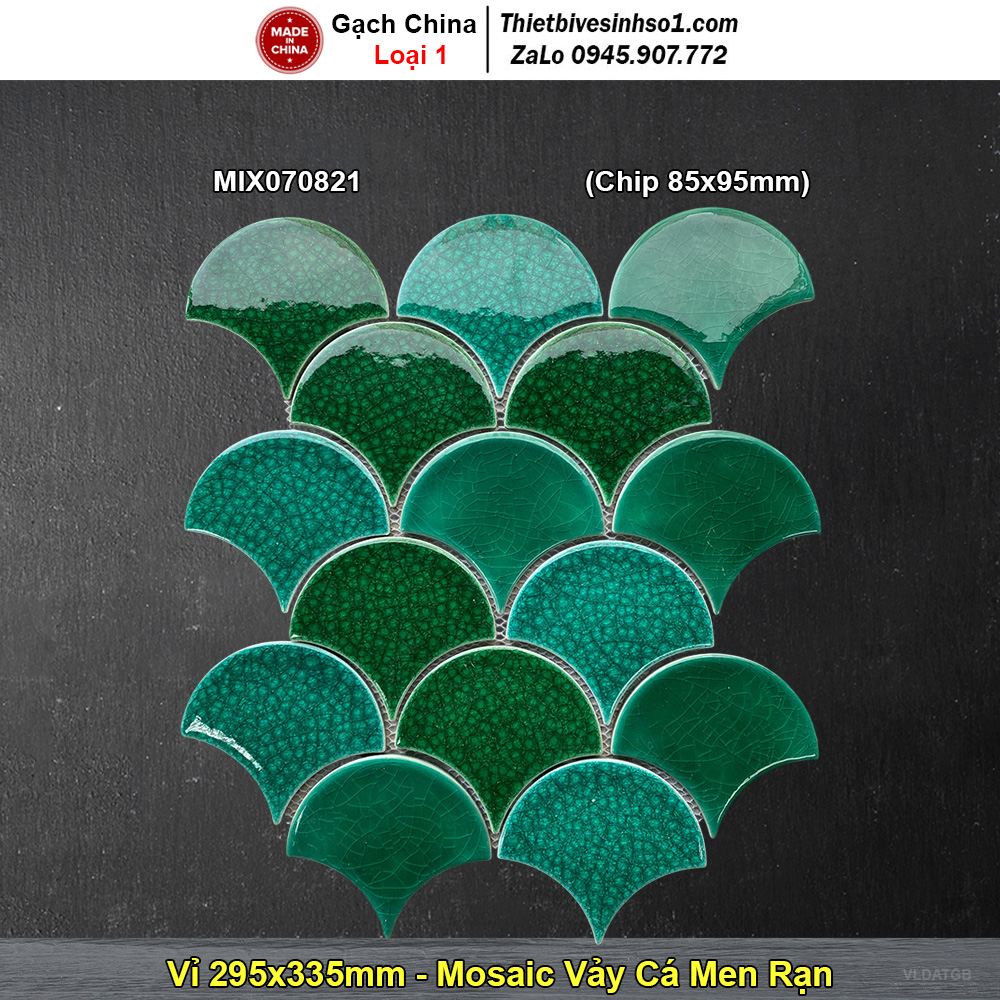 Gạch Mosaic Gốm Vảy Cá MIX070821