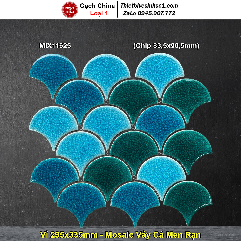 Gạch Mosaic Gốm Vảy Cá MIX11625