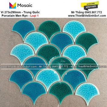 Gạch Mosaic Vảy Cá Xanh Mix XFB111625