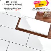 Gạch Thẻ Trắng Bóng Phẳng 10x20cm M1200