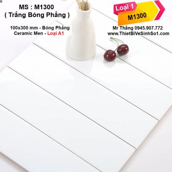 Gạch Thẻ Trắng Bóng Phẳng 10x30cm M1300