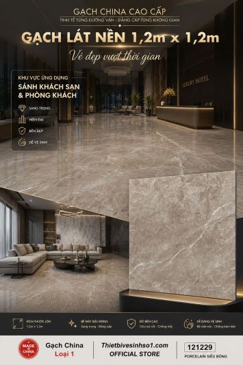 Gạch 1,2m x 1,2m Trung Quốc 121229 Vân Đá Nâu