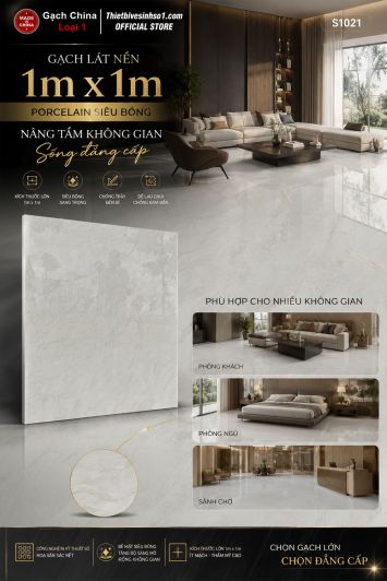 Gạch 1m x 1m Trung Quốc S1021 Đá Vàng Nhạt